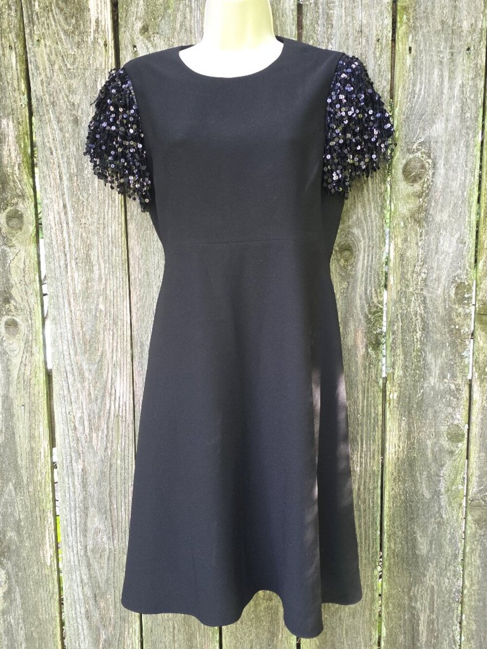 NWT Kate Spade Black sequin fringe swing dress